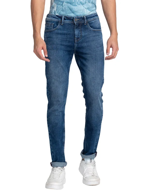Grey Slim Straight Fit Men's Denims by Being Human Clothing main image 1